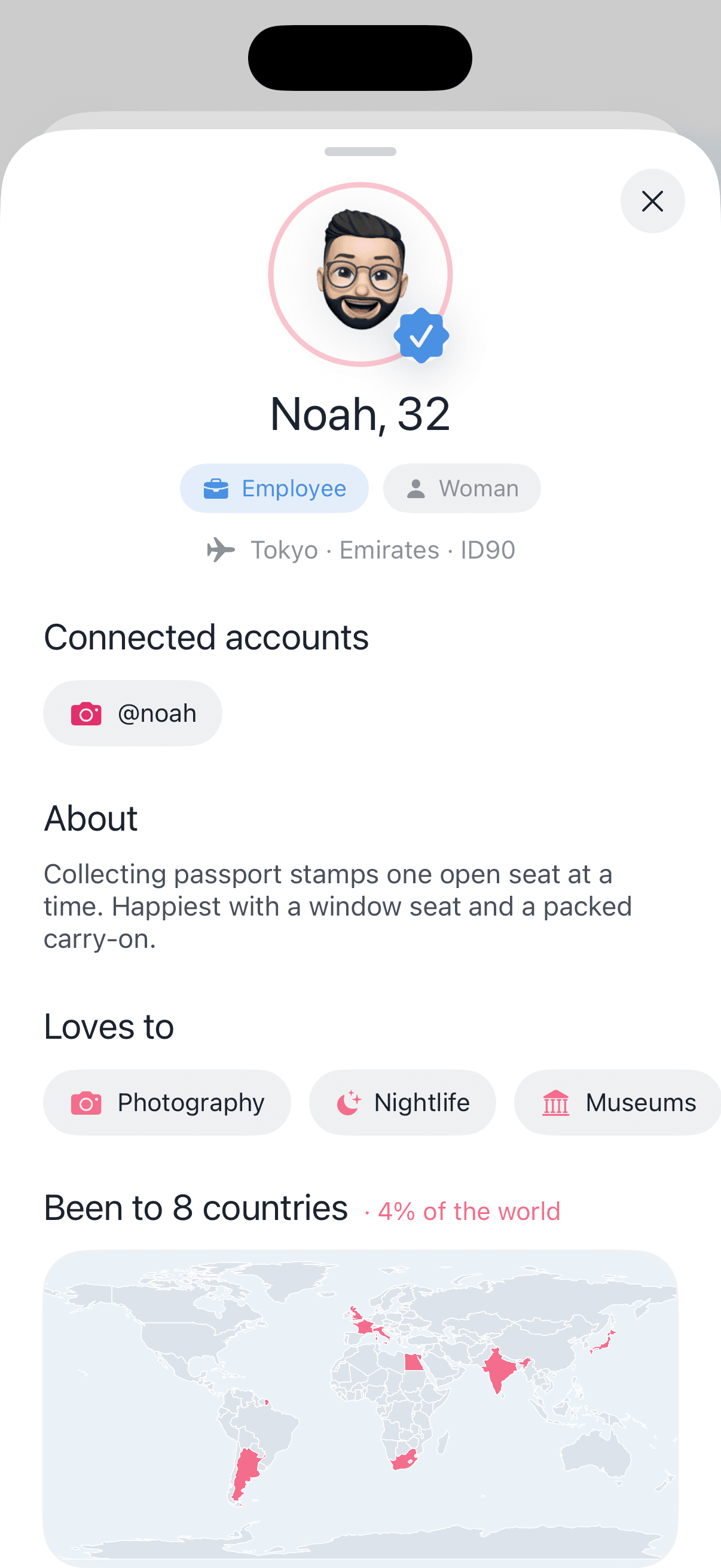 Verified traveler profile